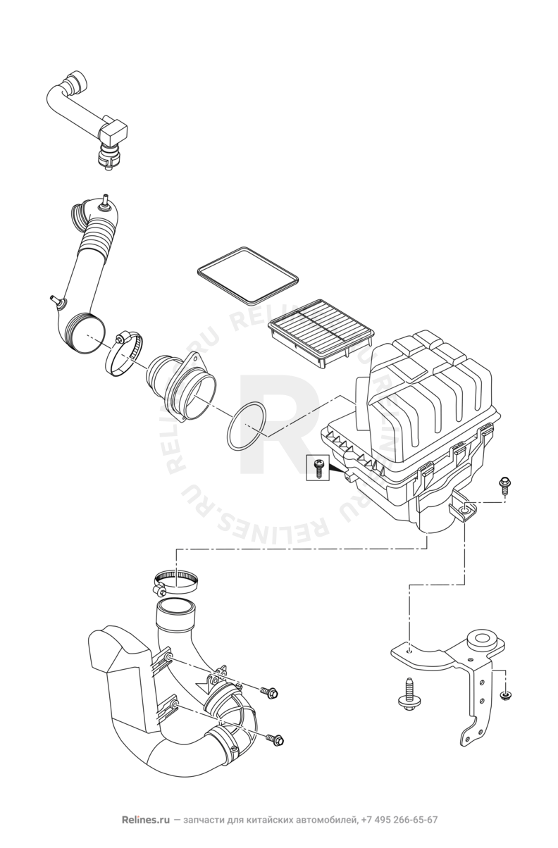 Воздушный фильтр и корпус (2) Omoda S5 — схема