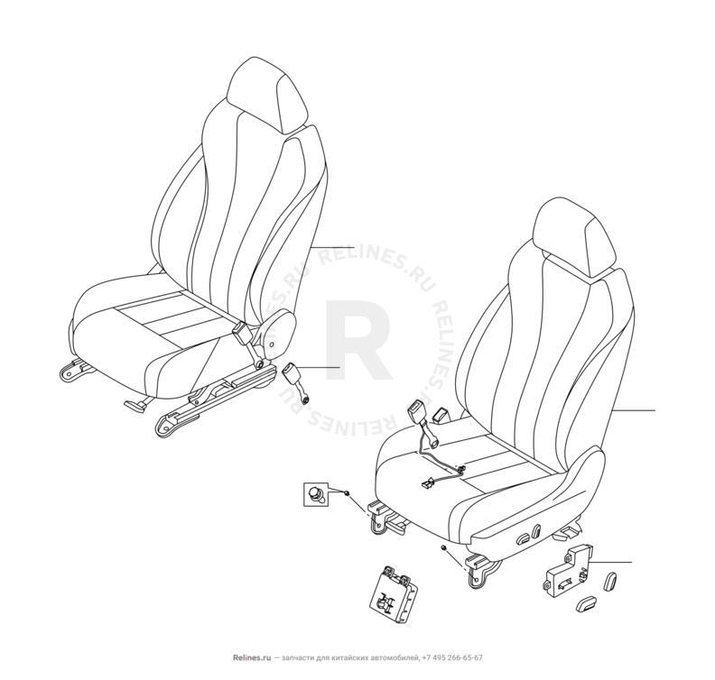 Запчасти Omoda S5 Поколение I (2021)  — Передние сиденья — схема