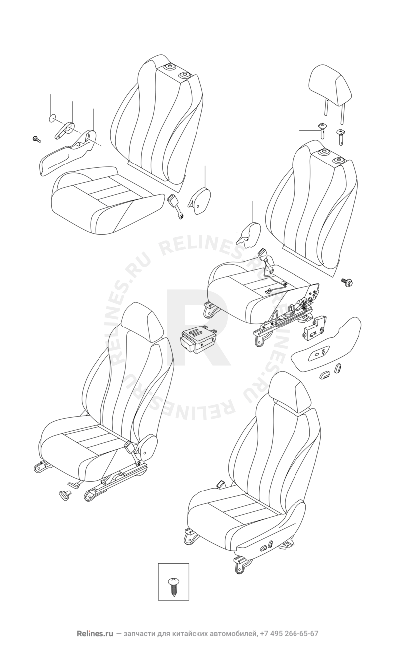 Запчасти Omoda S5 Поколение I (2021)  — Передние сиденья — схема