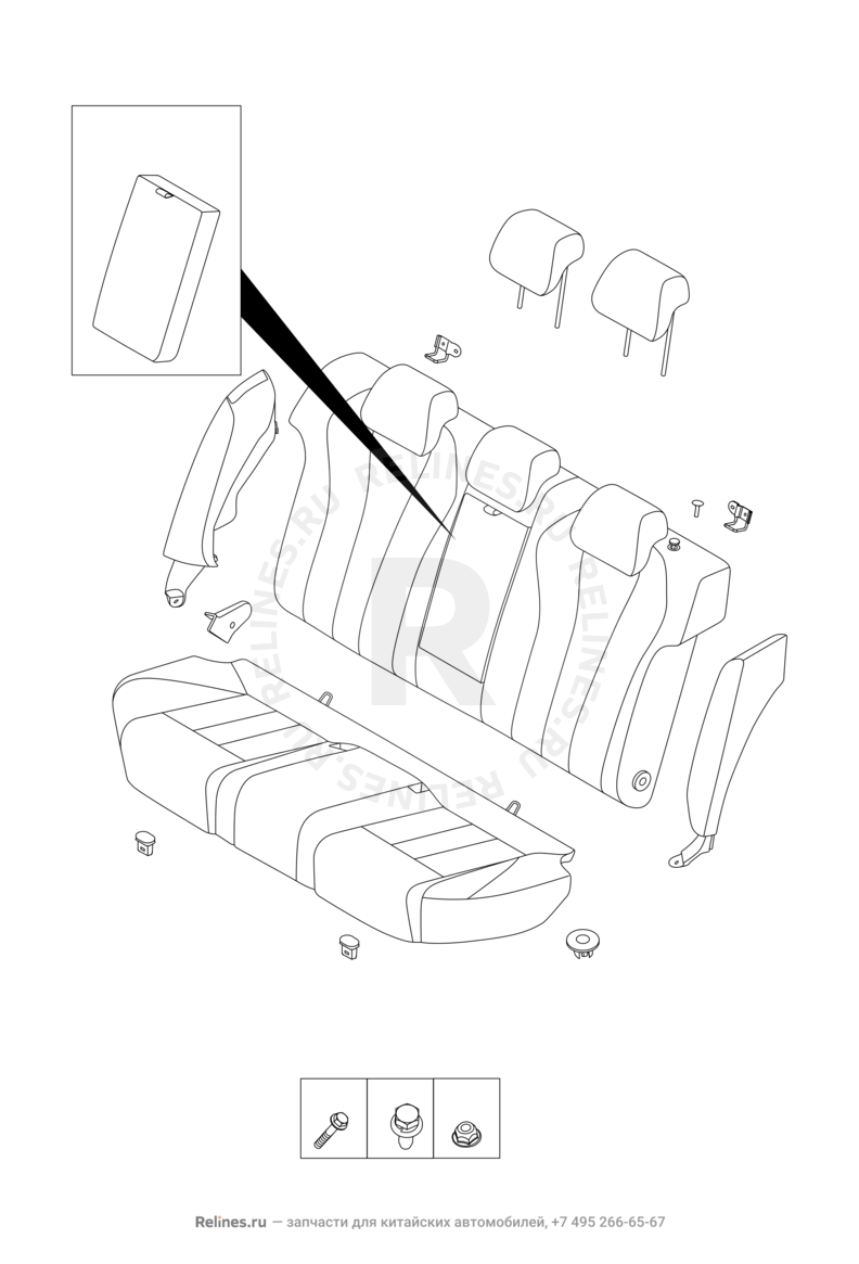 Задние сиденья Omoda S5 — схема