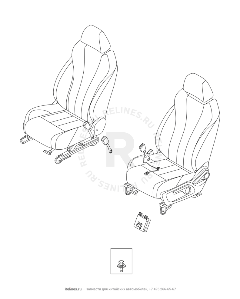 Передние сиденья Omoda S5 — схема