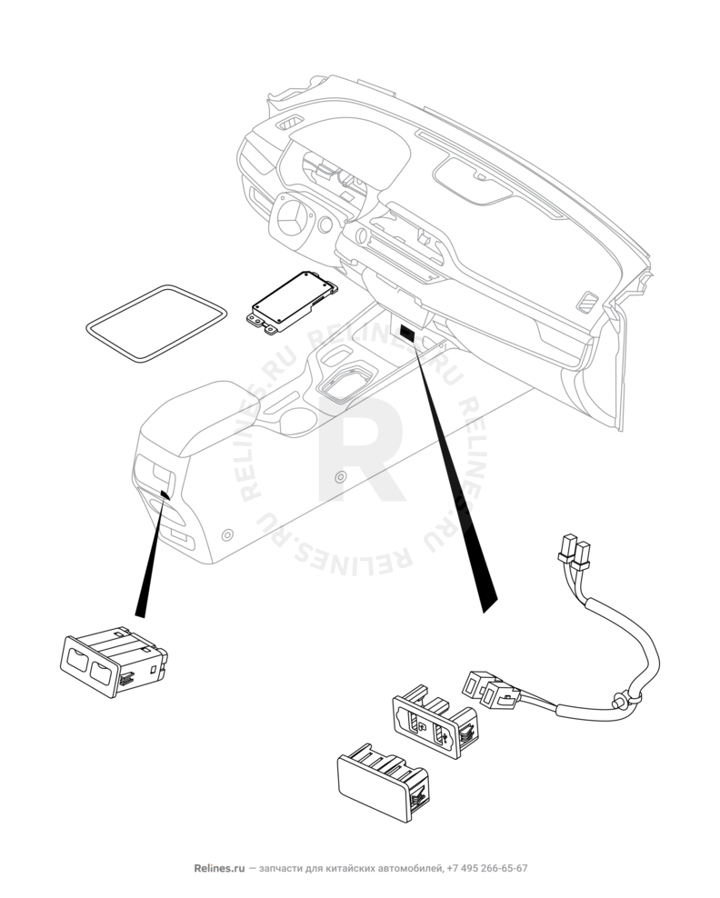 Запчасти Chery Tiggo 4 Pro Поколение I (2021)  — Разъём USB и провод (9) — схема