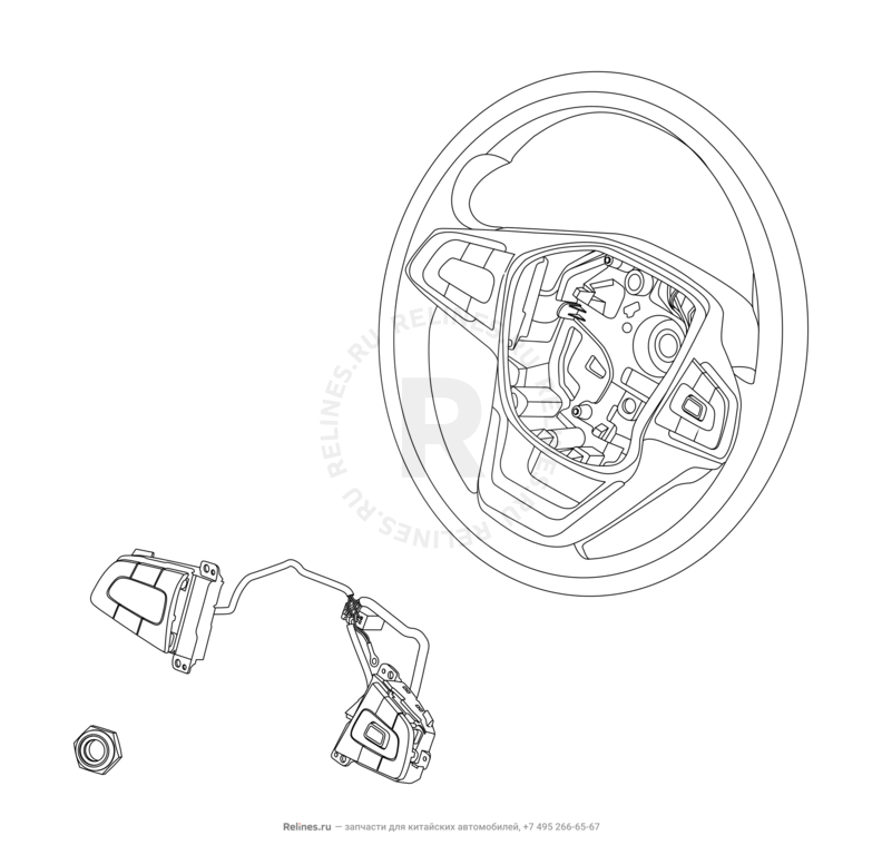 Запчасти Chery Tiggo 4 Pro Поколение I (2021)  — Рулевое колесо (руль) и подушки безопасности (3) — схема