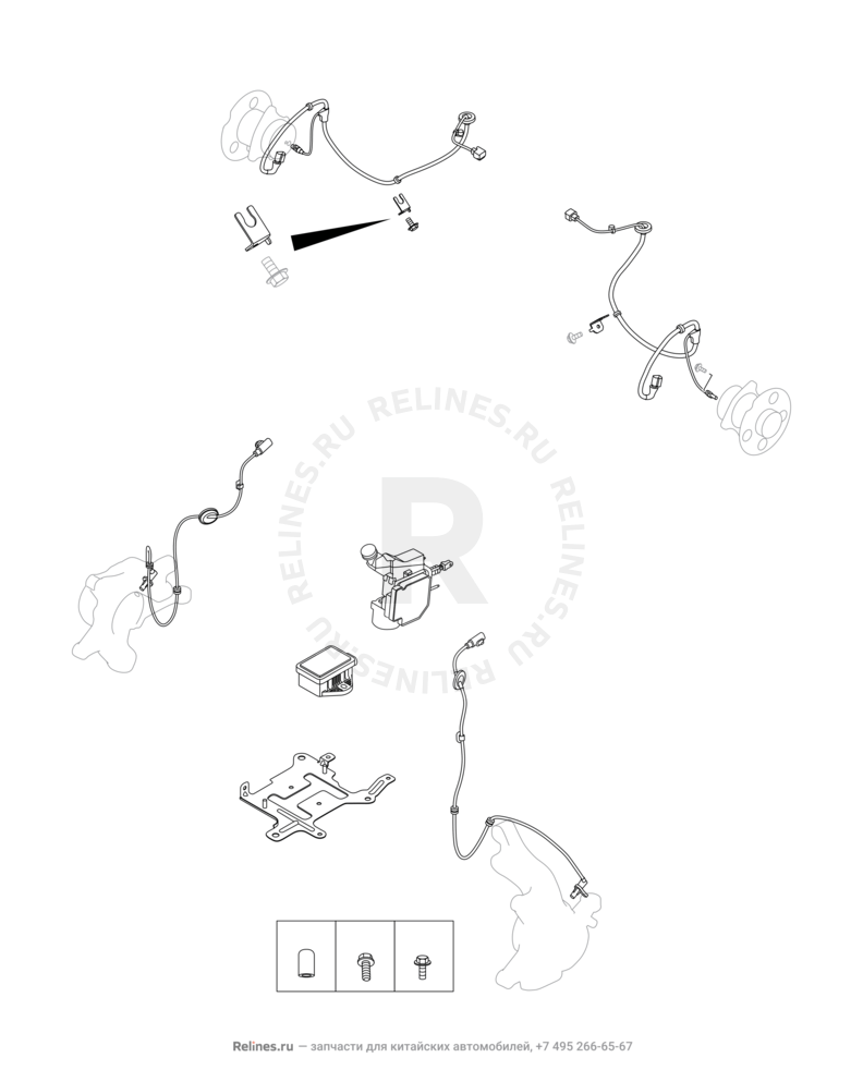Запчасти Chery Tiggo 8 Поколение I (2018)  — Датчики ABS и блок управления ESP (4) — схема