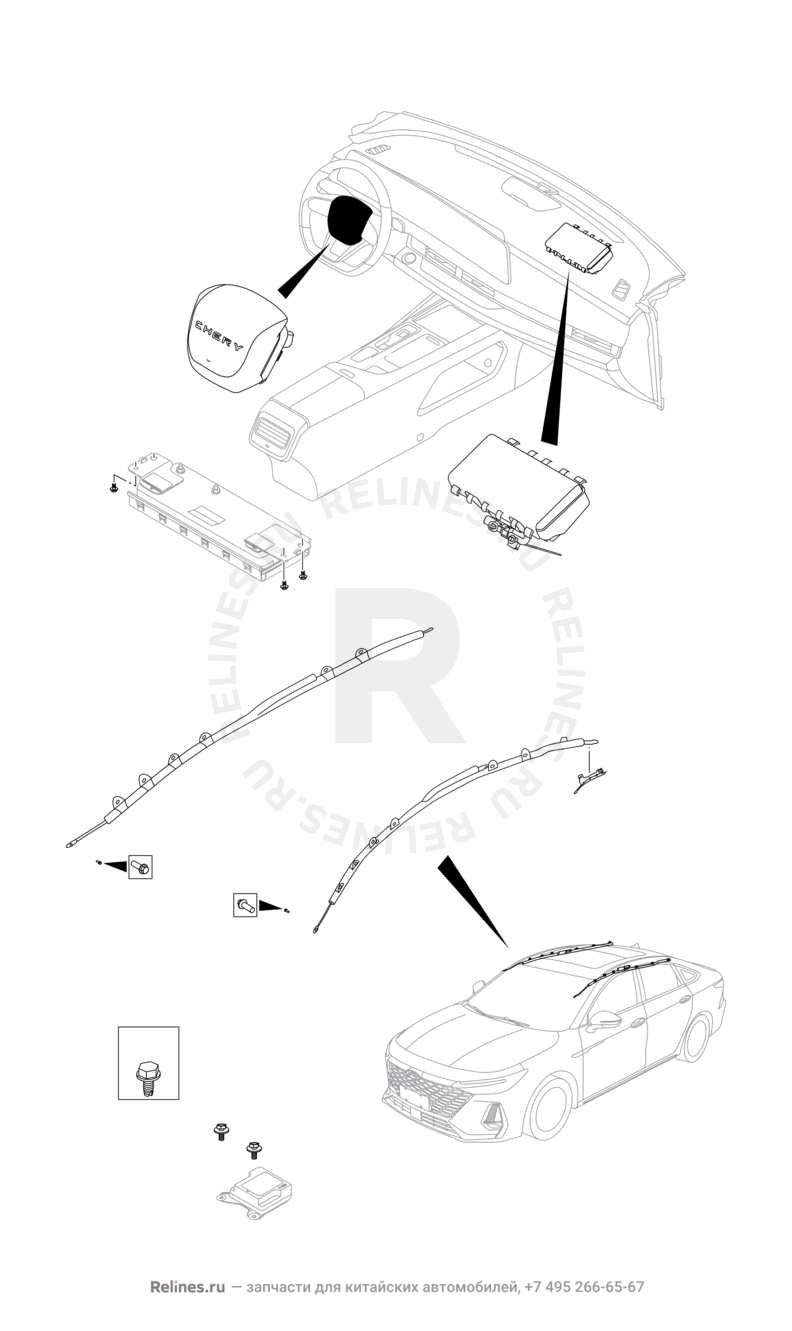 Запчасти Chery Arrizo 8 Поколение I (2022)  — Подушки безопасности (1) — схема
