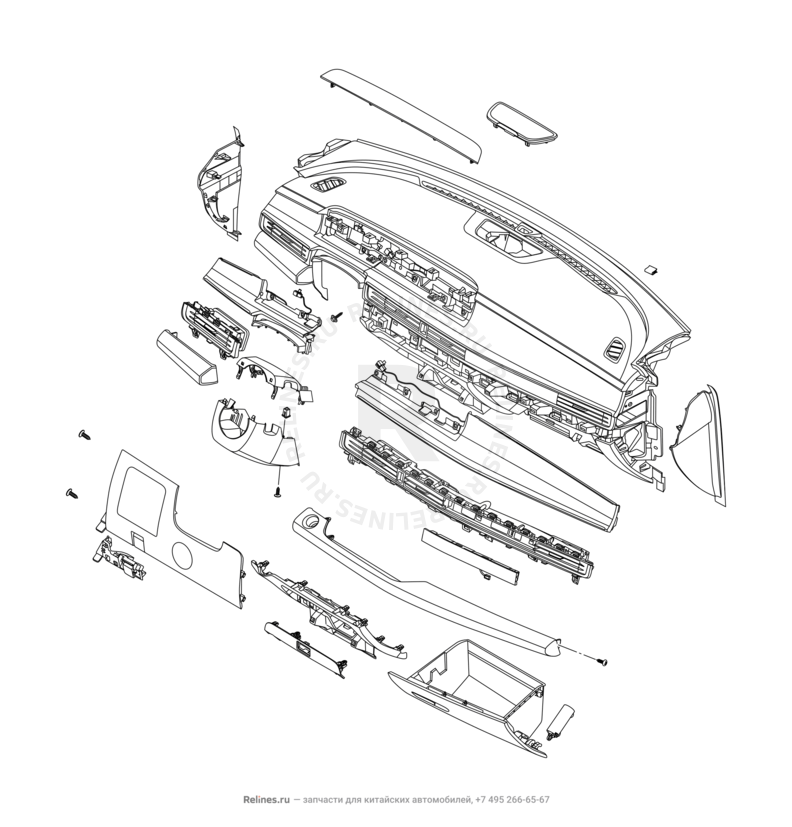 Запчасти Chery Arrizo 8 Поколение I (2022)  — Передняя панель (торпедо) (1) — схема