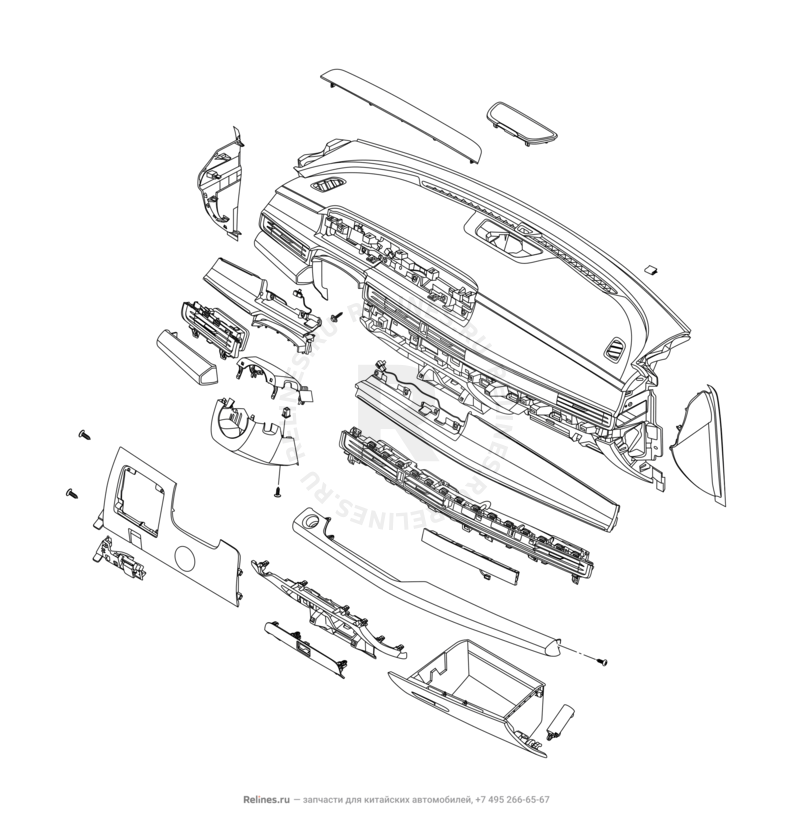 Передняя панель (торпедо) (3) Chery Arrizo 8 — схема