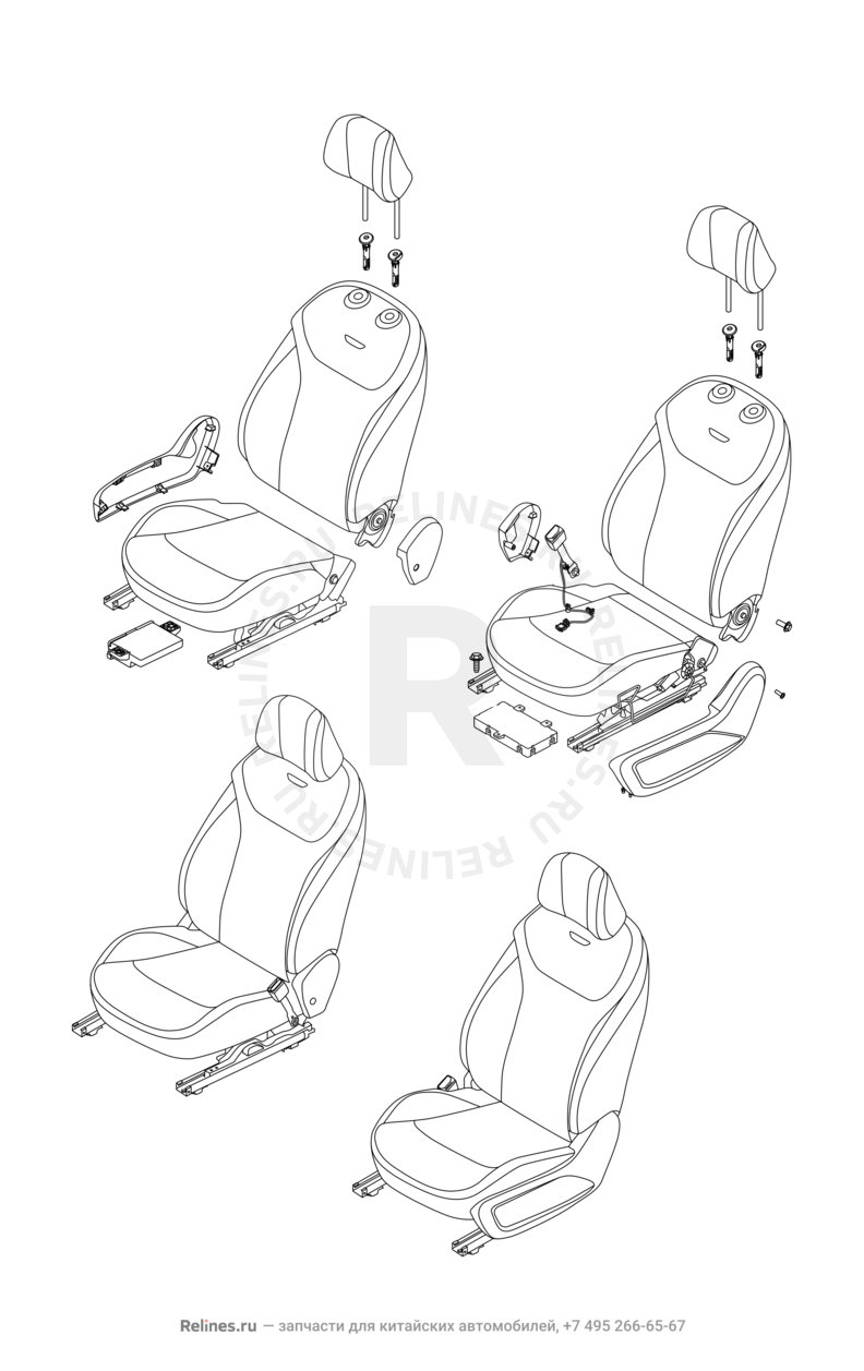 Запчасти Chery Arrizo 8 Поколение I (2022)  — Передние сиденья (1) — схема