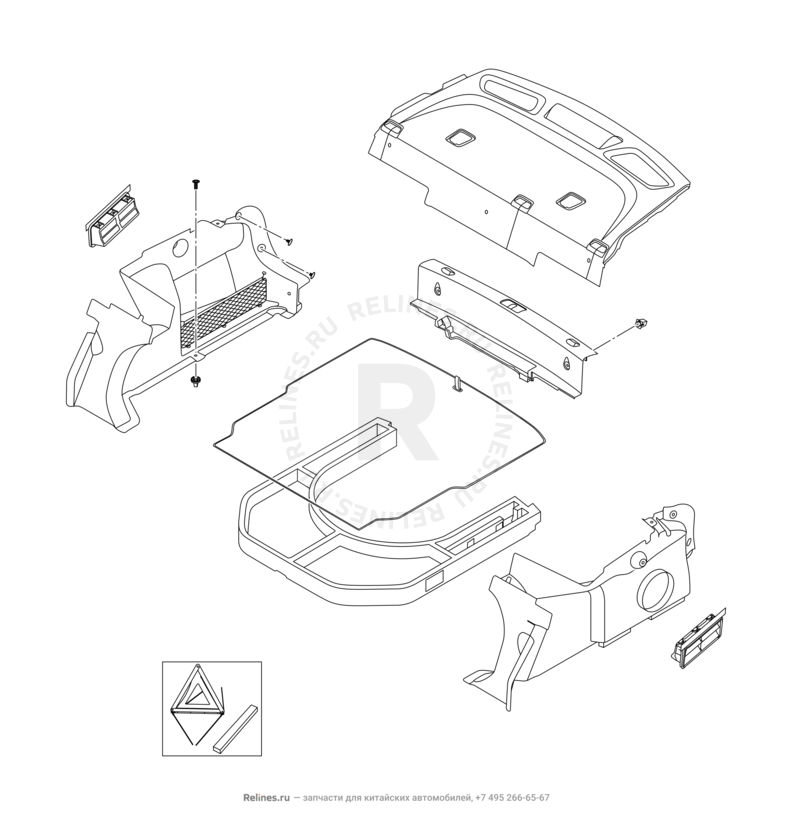Запчасти Chery Arrizo 8 Поколение I (2022)  — Обшивка багажного отсека (багажника) (2) — схема