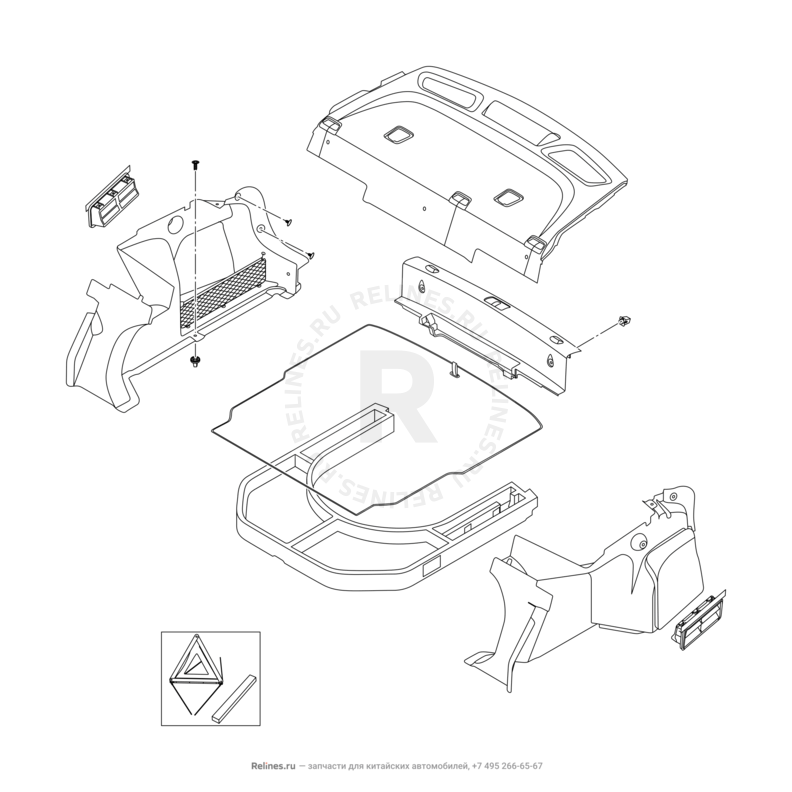 Запчасти Chery Arrizo 8 Поколение I (2022)  — Обшивка багажного отсека (багажника) (1) — схема