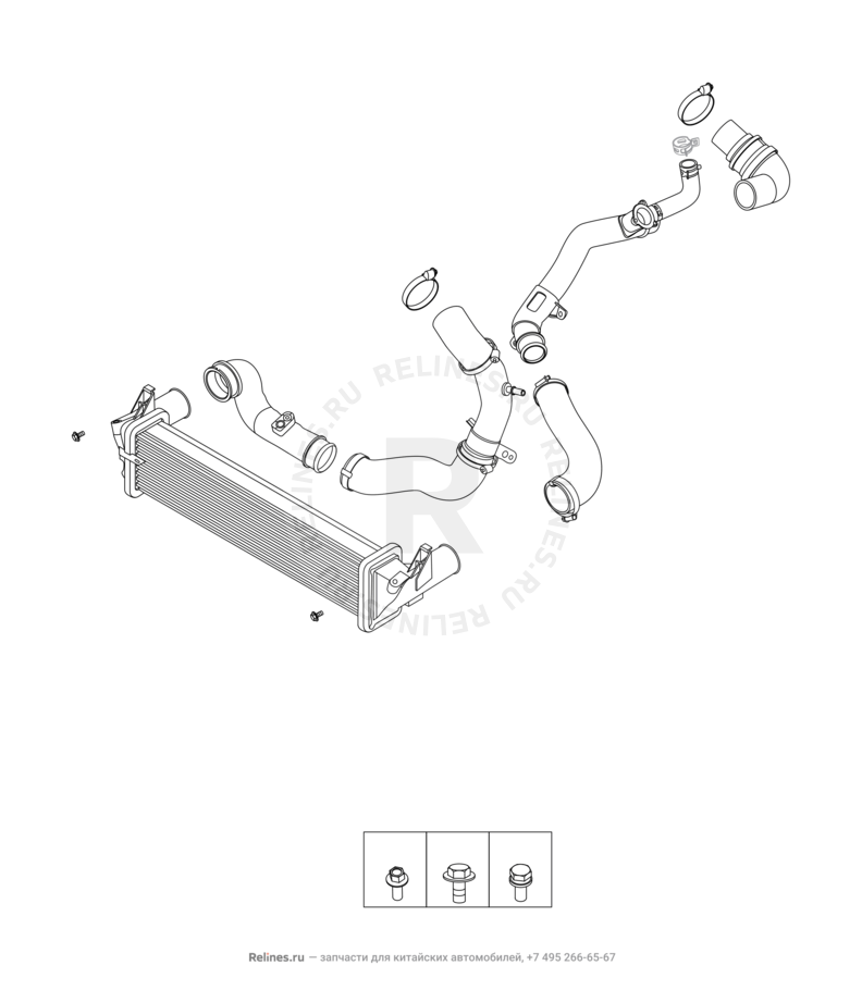 Радиатор воздушный (интеркулер) (1) Chery Tiggo 8 — схема