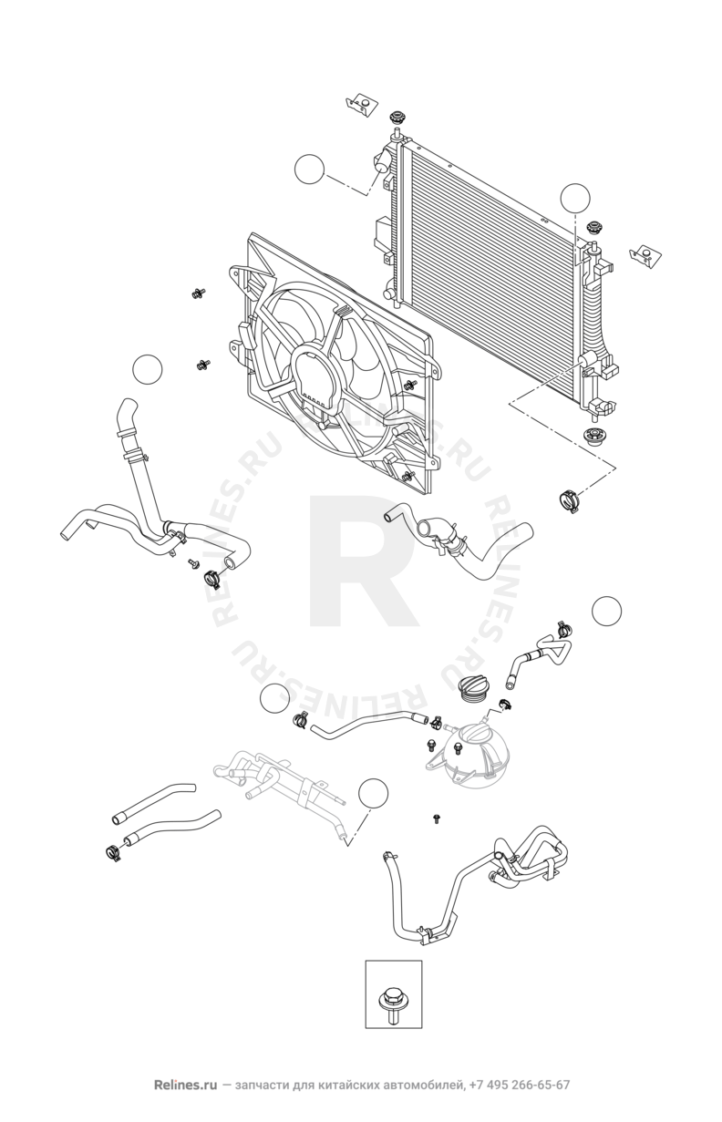 Запчасти Chery Tiggo 8 Поколение I (2018)  — Радиатор охлаждения двигателя — схема