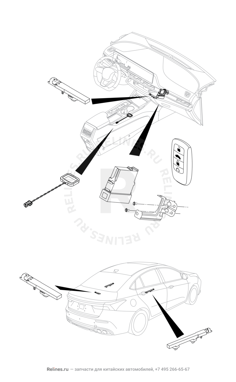 Запчасти Omoda S5 GT Поколение I (2022)  — Система бесключевого доступа — схема