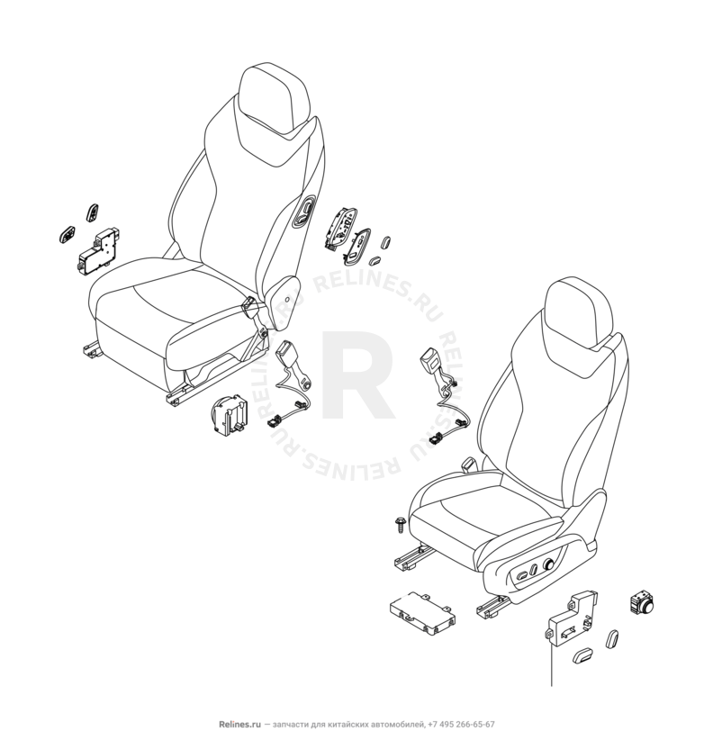 Запчасти Chery Tiggo 8 Поколение I (2018)  — Передние сиденья (1) — схема