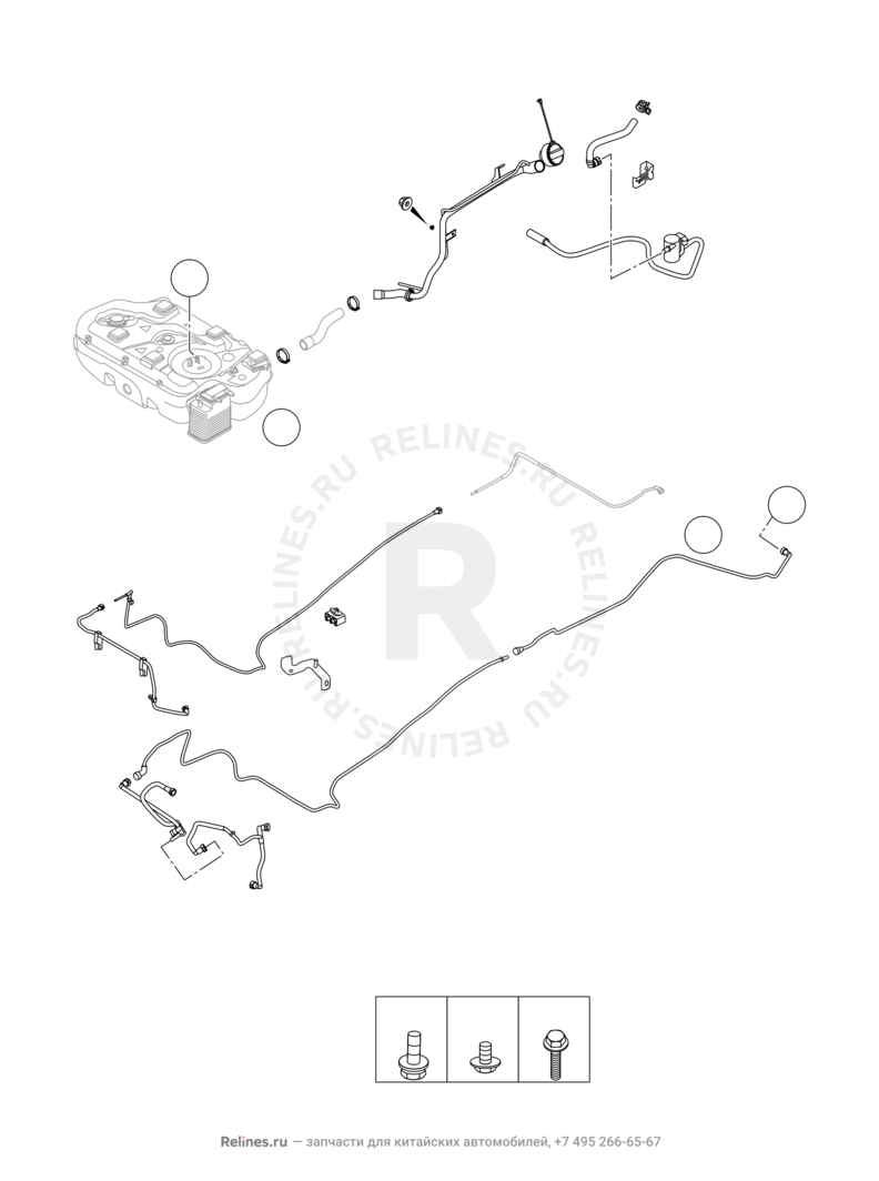 Запчасти Chery Tiggo 8 Поколение I (2018)  — Фильтр и трубка топливные (5) — схема