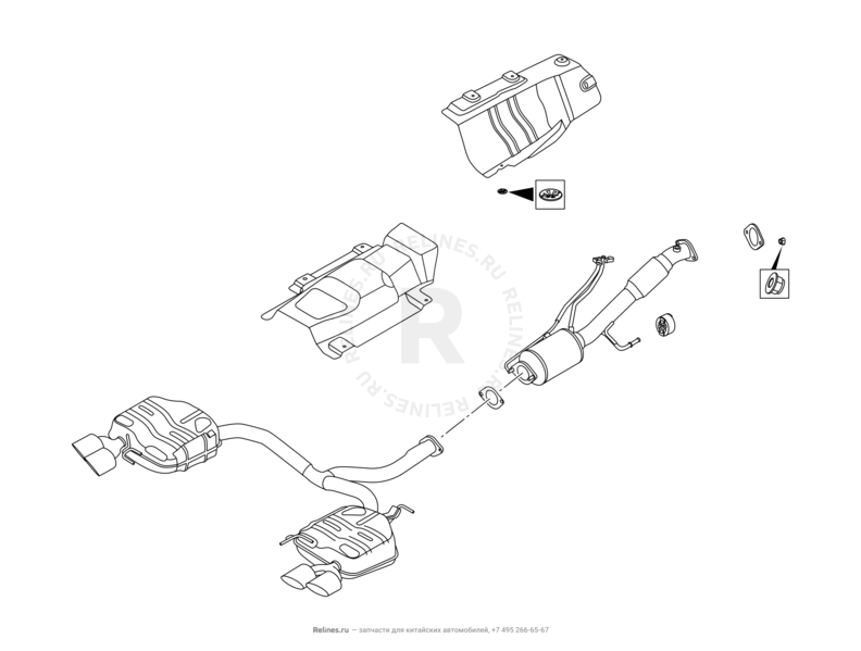 Выпускная система (5) Chery Tiggo 8 — схема