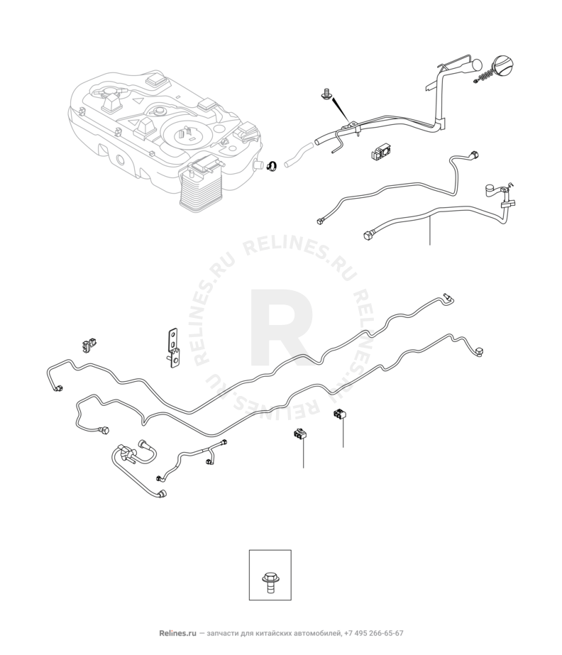 Запчасти Chery Tiggo 8 Поколение I (2018)  — Фильтр и трубка топливные (7) — схема