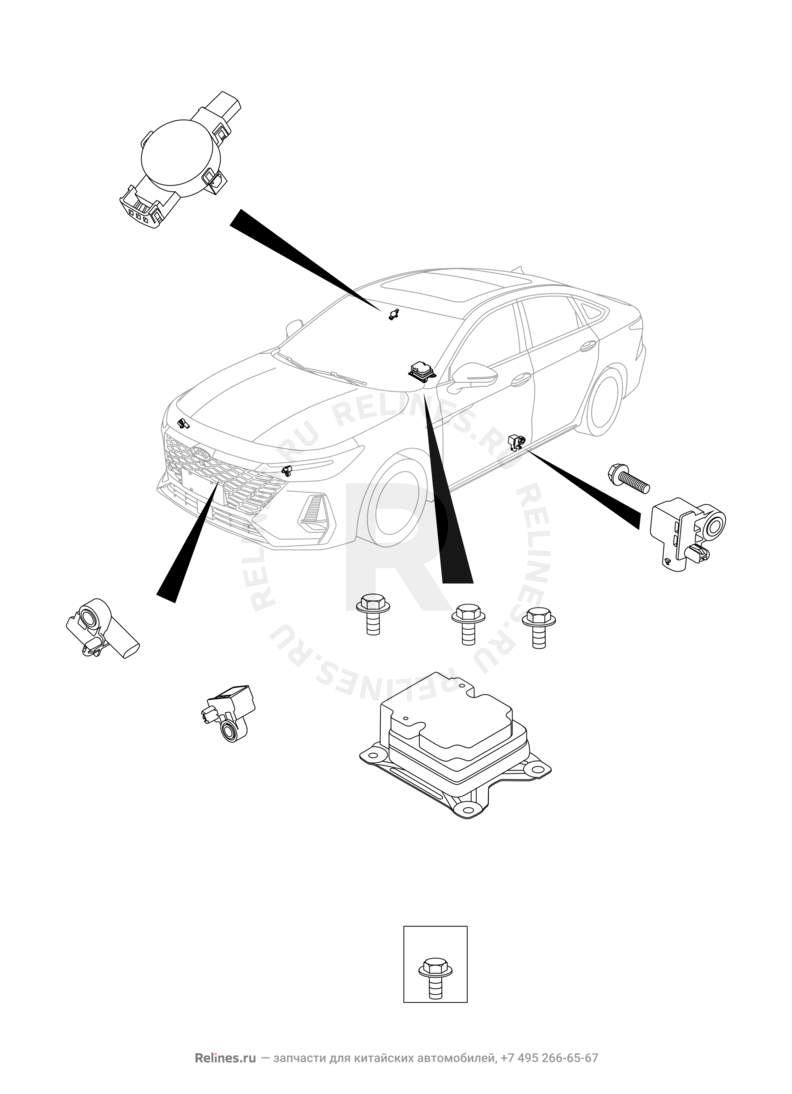 Запчасти Chery Arrizo 8 Поколение I (2022)  — Блок управления подушками безопасности (Airbag) (1) — схема
