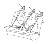 Ремни и замки безопасности задних сидений Geely Emgrand 7 — схема