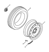 Запчасти Geely Emgrand X7 Поколение I — рестайлинг II (2018)  — Колесные диски стальные (штампованные), алюминиевые (литые) и шины (6) — схема