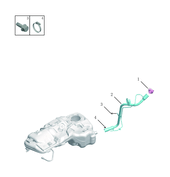 Запчасти Geely Monjaro Поколение I (2021)  — Горловина заливная топливного бака (бензобака) и трубка датчика утечки топлива — схема