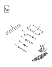 Запчасти Geely Emgrand X7 Поколение I — рестайлинг II (2018)  — Набор автомобилиста (домкрат, знак аварийной остановки, крюк буксировочный, балонный ключ) (3) — схема