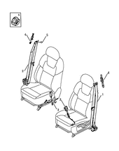 Запчасти Geely Emgrand X7 Поколение I — рестайлинг II (2018)  — Ремни безопасности и их крепежи для передних сидений (1) — схема