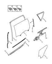 Стекла, стеклоподъемники, молдинги и уплотнители задних дверей (2) Geely Emgrand X7 — схема