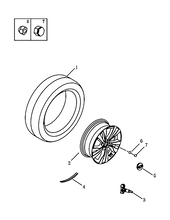 Запчасти Geely Atlas Поколение I (2016)  — Колесные диски стальные (штампованные), алюминиевые (литые) и шины (RUSSIA, 4G1.8T) — схема