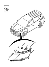 Запчасти Geely Emgrand X7 Поколение I — рестайлинг II (2018)  — Фары передние (3) — схема