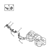 Горловина заливная топливного бака (бензобака) и трубка датчика утечки топлива (1) Geely Emgrand X7 — схема