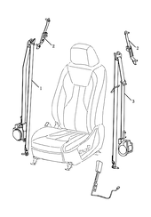 Ремни безопасности и их крепежи для передних сидений Geely Emgrand GT — схема