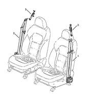Ремни безопасности и их крепежи для передних сидений Geely Atlas — схема