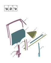 Запчасти Geely Tugella Поколение I — рестайлинг (2022)  — Стекла, стеклоподъемники, молдинги и уплотнители задних дверей — схема