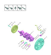 Запчасти Geely Tugella Поколение I — рестайлинг (2022)  — Коленчатый вал и маховик (JLH-4G20TDB-B14/B17) — схема