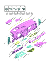 Запчасти Geely Monjaro Поколение I (2021)  — Передняя панель (торпедо) — схема