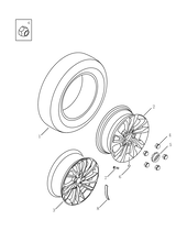 Запчасти Geely Coolray Поколение I (2018)  — Колесные диски стальные (штампованные), алюминиевые (литые) и шины — схема