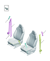 Ремни безопасности и их крепежи для передних сидений (SX11-A3) Geely Coolray — схема