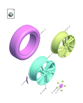 Запчасти Geely Coolray Поколение I — рестайлинг (2022)  — Колесные диски стальные (штампованные), алюминиевые (литые) и шины (SX11-A3) — схема