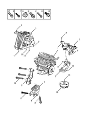 Запчасти Geely GS Поколение I — рестайлинг (2019)  — Опоры двигателя (JLC-4G18-A25/A78/A87/A86/A88/A89) — схема