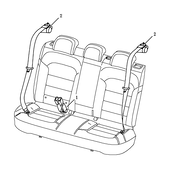 Запчасти Geely GS Поколение I — рестайлинг (2019)  — Ремни и замки безопасности задних сидений — схема