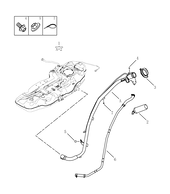 Горловина заливная топливного бака (бензобака) и трубка датчика утечки топлива (1) Geely Atlas Pro — схема