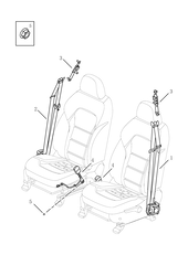 Запчасти Geely Atlas Pro Поколение I (2019)  — Ремни безопасности и их крепежи для передних сидений — схема