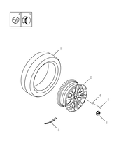 Запчасти Geely GS Поколение I — рестайлинг (2019)  — Колесные диски стальные (штампованные), алюминиевые (литые) и шины (FE-7JD, GC) — схема