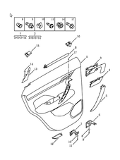 Обшивка и комплектующие задних дверей Geely Coolray — схема