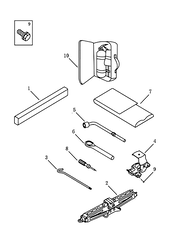 Набор автомобилиста (домкрат, знак аварийной остановки, крюк буксировочный, балонный ключ) (2) Geely Emgrand X7 — схема