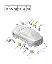 Запчасти Geely Tugella Поколение I — рестайлинг (2022)  — Блок управления кузовом, датчик дождя и давления в шинах — схема