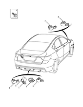Запчасти Geely Emgrand GT Поколение I (2015)  — Камера заднего вида и датчики парковки (парктроники) (FLAGSHIP VERSION) — схема