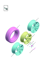 Запчасти Geely Monjaro Поколение I (2021)  — Колесные диски стальные (штампованные), алюминиевые (литые) и шины — схема