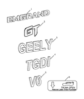 Запчасти Geely Emgrand GT Поколение I (2015)  — Эмблемы — схема